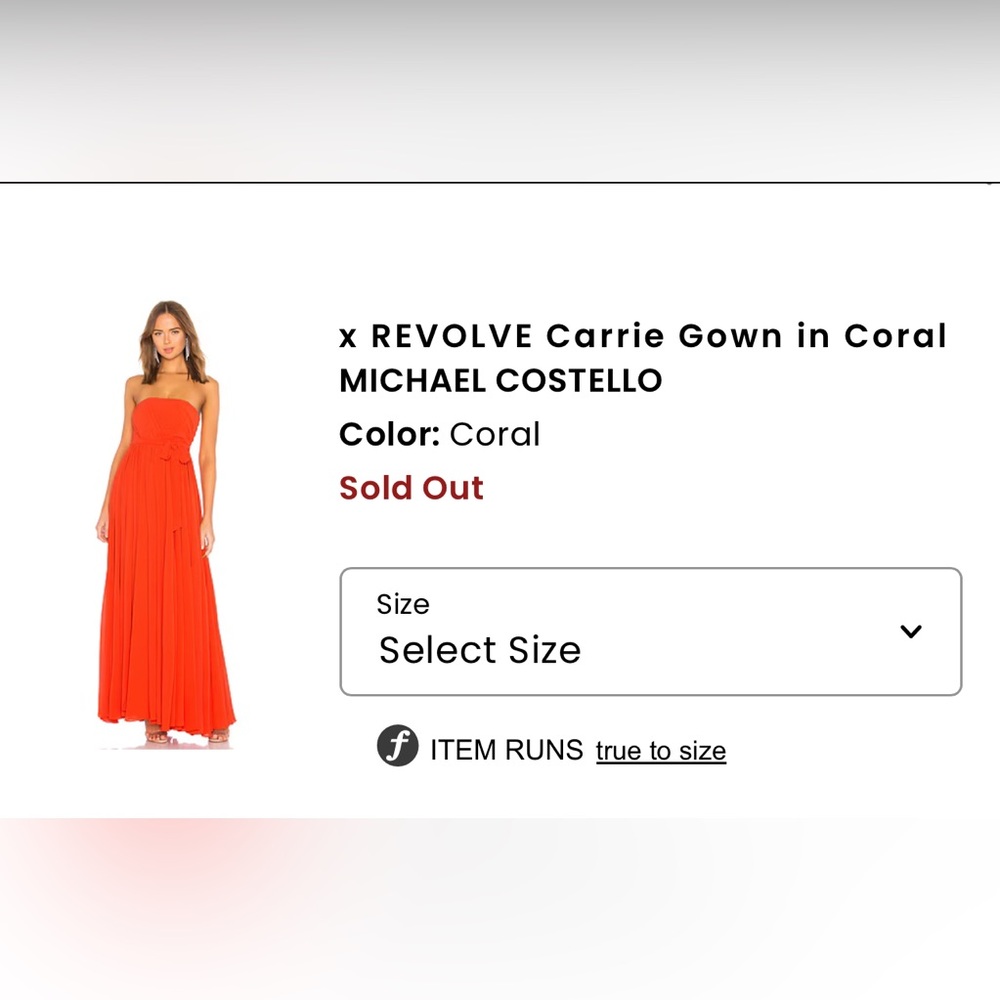 NWT Michael Costello Coral Gown